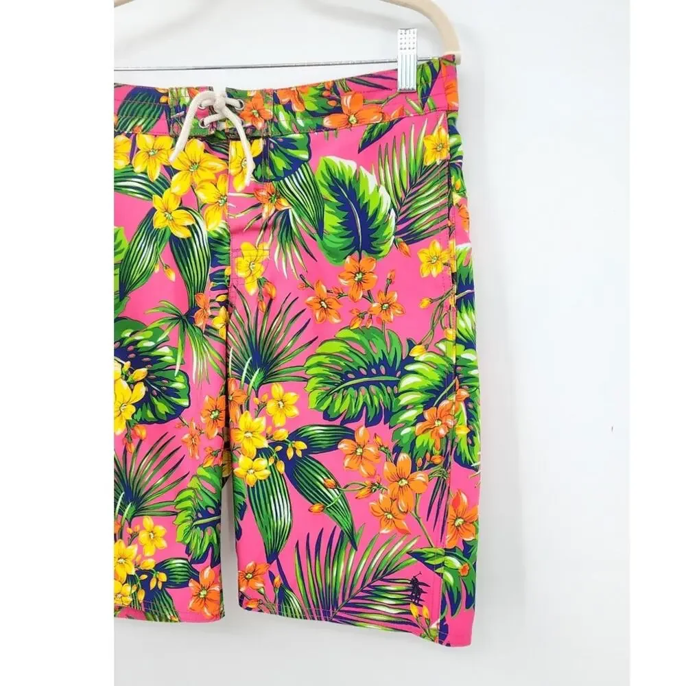 Polo Ralph Lauren Kids Boys Swim Trunks Size 14 Floral Tropical